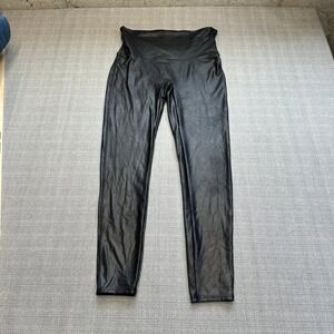 Spanx Faux‎ Leather Leggings Womens XL Black High Waisted Shaping Tights Pants